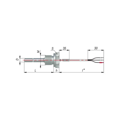 ДТС054-Pt100.В3.80/0,2м L=80мм d=6мм М16х1,5мм  lкаб=0,2м УТ000002324